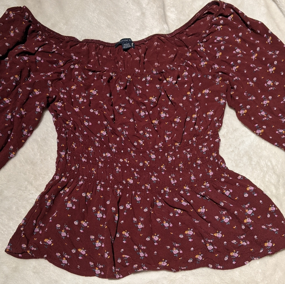 Maroon floral top